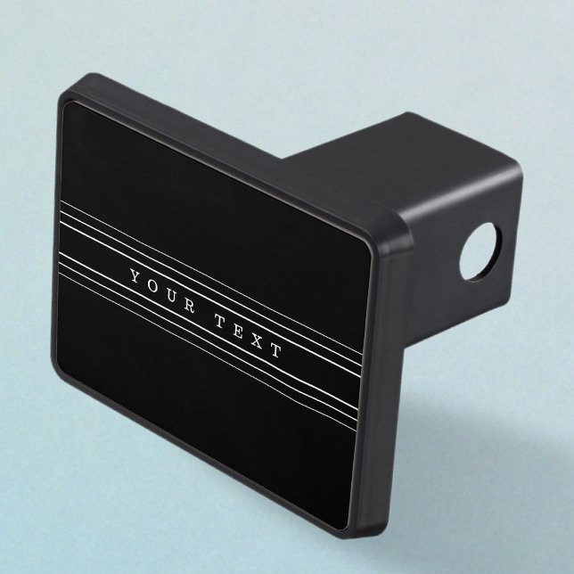 Your Custom Text & Modern Stripes | Black & White Trailer Hitch Cover (Creator Uploaded)
