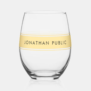 Your Custom Text Name Elegant Gold Template Sleek Stemless Wine Glass