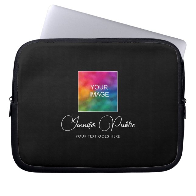 Your Custom Text Name Image Typography Script Laptop Sleeve (Front)