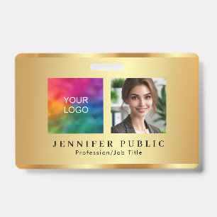 Your Custom Text Photo Company Logo Name Gold Badge