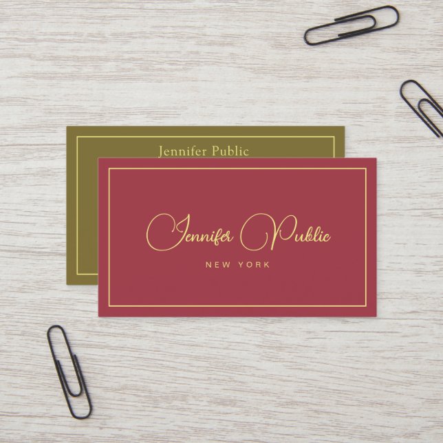 Your Custom Text Professional Elegant Script Business Card (Front/Back In Situ)