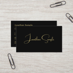 Your Custom Text QR Code Elegant Simple Black Gold Business Card