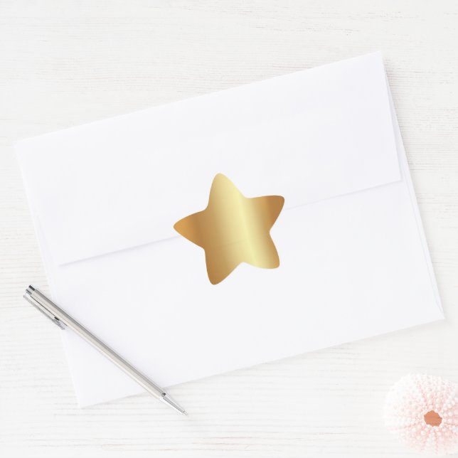 Your Custom Text QR Code Logo Gold Blank Template Star Sticker (Envelope)