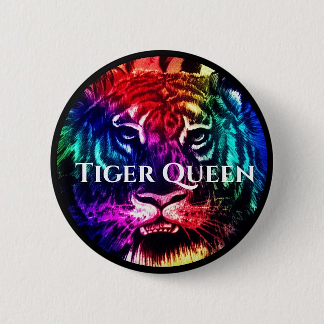 Your Custom Text Rainbow Exotic Tiger Queen Jungle 2 Inch Round Button (Front)