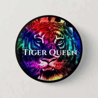 Your Custom Text Rainbow Exotic Tiger Queen Jungle 2 Inch Round Button