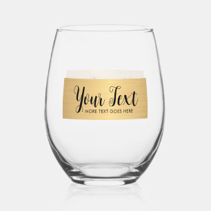 Your Custom Text Script Template Elegant Gold Stemless Wine Glass