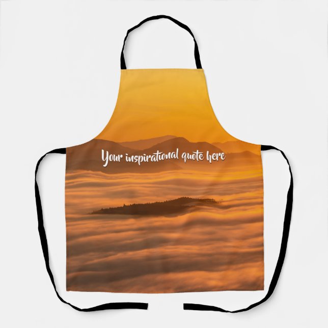 Your custom text sunrise above foggy landscape apron (Front)
