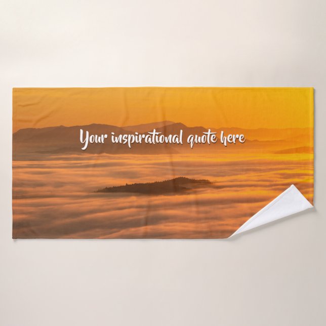 Your custom text sunrise above foggy landscape bath towel set (Bath Towel)