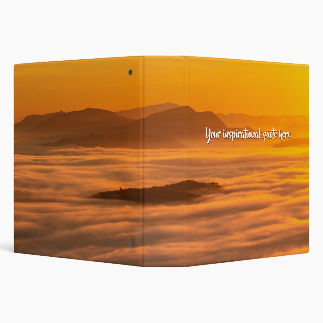 Your custom text sunrise above foggy landscape binder (Background)