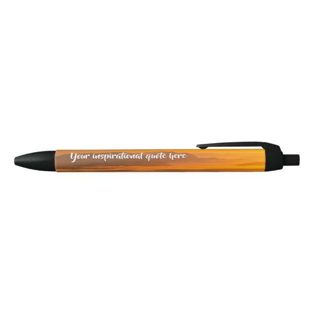 Your custom text sunrise above foggy landscape black ink pen (Top)