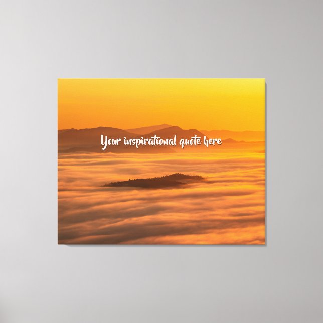 Your custom text sunrise above foggy landscape canvas print (Front)