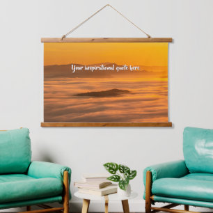 Your custom text sunrise above foggy landscape hanging tapestry