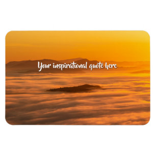 Your custom text sunrise above foggy landscape magnet