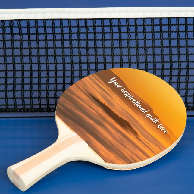 Your custom text sunrise above foggy landscape ping pong paddle (Insitu)