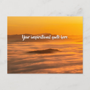 Your custom text sunrise above foggy landscape postcard