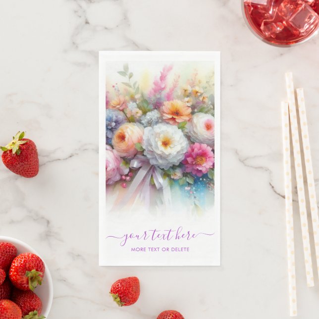 Your Custom Text Typography Script Floral Wedding Napkin (Insitu)