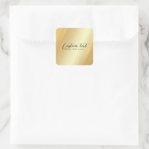 Your Custom Text Typography Script Gold Template Square Sticker