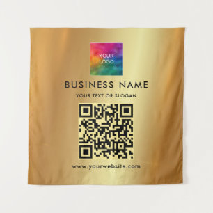 Your Custom Text Upload Company Logo Gold Backdrop Tapestry
