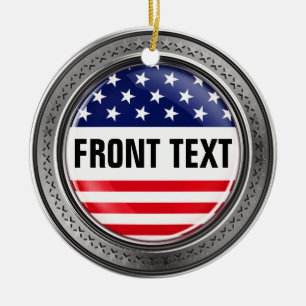 Your custom USA Button Ceramic Ornament