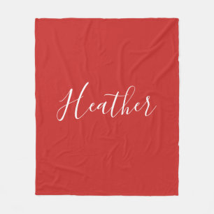 Your Custom White Script on Red Fleece Blanket