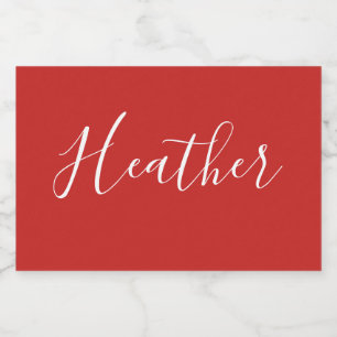 Your Custom White Script on Red Food Label