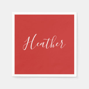 Your Custom White Script on Red Napkin