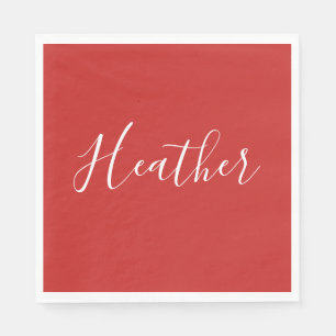 Your Custom White Script on Red Napkin