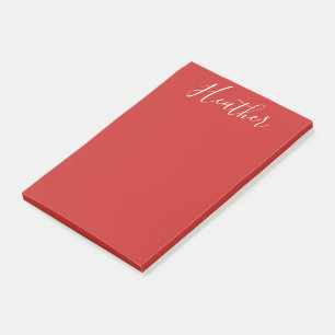 Your Custom White Script on Red Post-it Notes