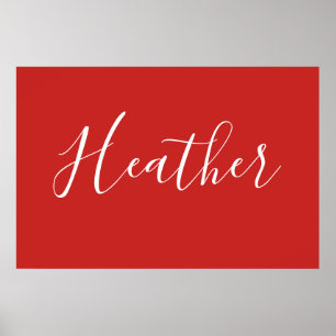 Your Custom White Script on Red Poster