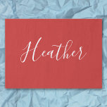 Your Custom White Script on Red Tissue Paper<br><div class="desc">Modern & classy.</div>