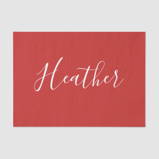 Your Custom White Script on Red Tissue Paper (Front)