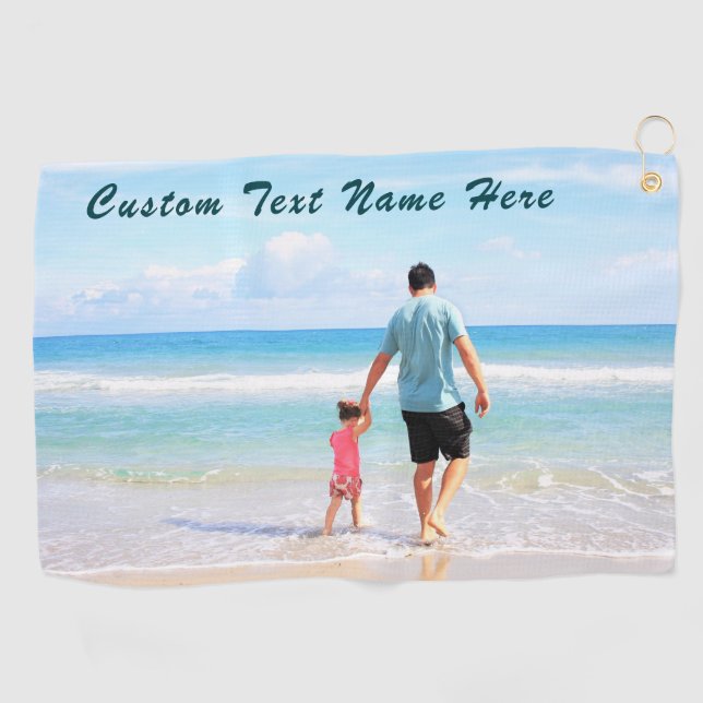 Your Dad Photo Golf Towel Gift with Custom Text (Horizontal)
