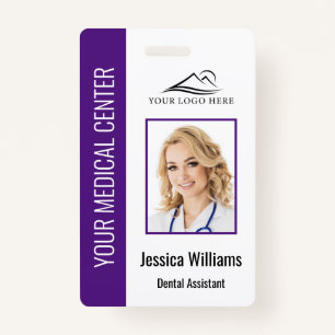 Your Dentist Office Logo Employee Photo ID Purple Badge