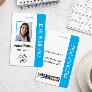 Your Dentist Office Logo Photo ID Blue Badge