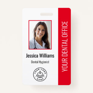 Your Dentist Office Logo Photo ID Red Badge