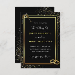 Your Design Black Gold Wedding Invitation Example