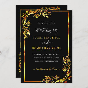 Your Design Black Gold Wedding Invitation Template