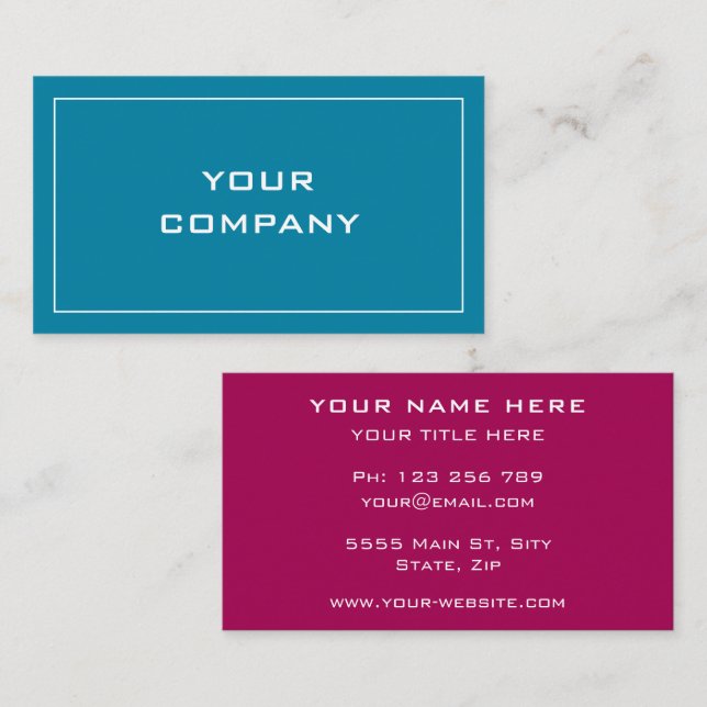 Your Design Business Card Template Choose Colours (Front/Back)