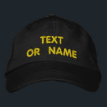 Your Design Custom Text Embroidered Baseball Cap<br><div class="desc">Choose Fonts and Colour - Design Your Own Easy Personalized Custom Text Embroidered Hats - Add Your Text / Name / Logo / more with Customization tool - Choose Your Colour / Size / Font - Make Your Unique Business Promotional Hat / Baseball Caps / Gift :) Good Luck -...</div>