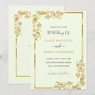Your Design Floral Gold Wedding Invitation Example