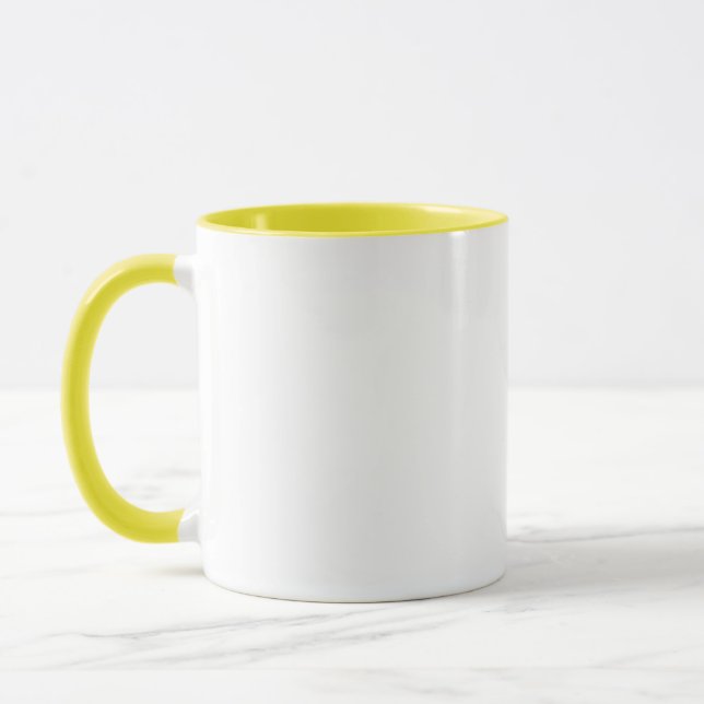 Your Design Here! Wedding Mugs Yellow White (Left)