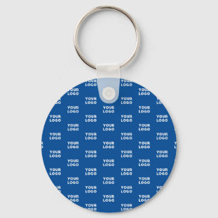 Your Design or Business Logo   Blue Tiled Pattern Keychain