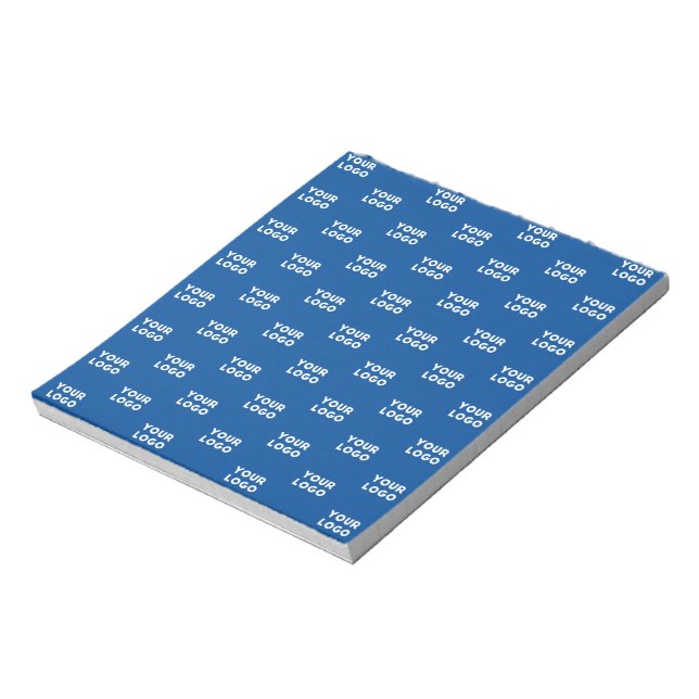 Your Design or Business Logo | Blue Tiled Pattern Notepad (Rotated)