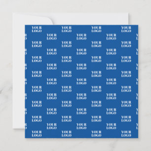 Your Design or Business Logo   Blue Tiled Pattern Thank You Card