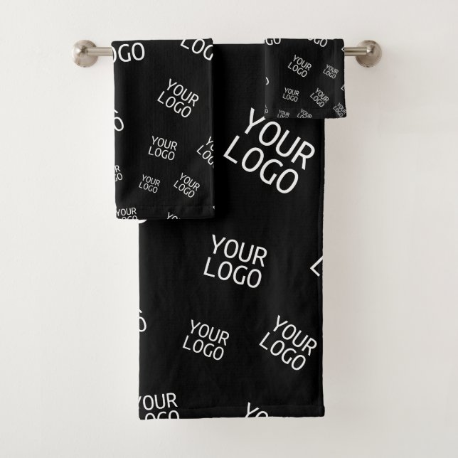Your Design, Photo or Business Logo Randomly Tiled Bath Towel Set (Insitu)