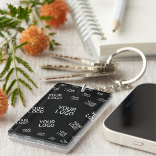 Your Design, Photo or Business Logo Randomly Tiled Keychain