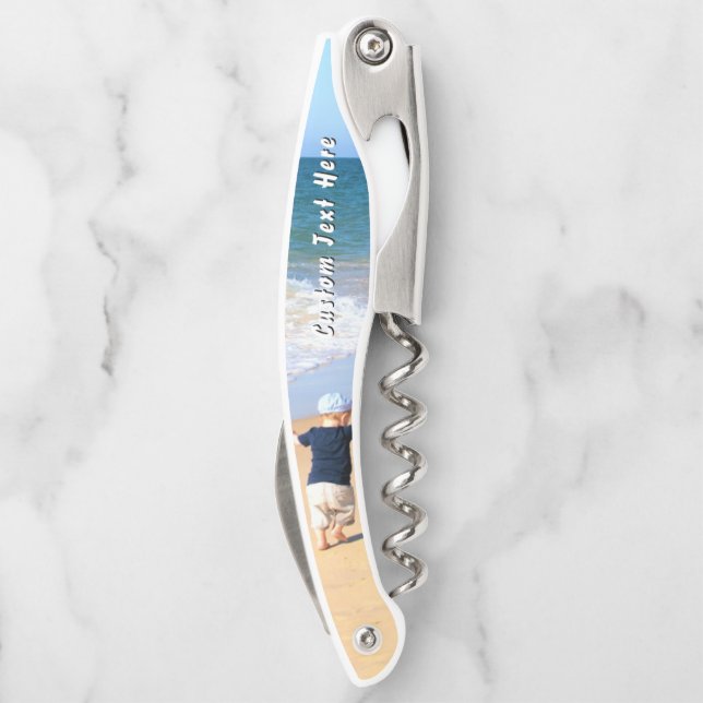 Your Design Photo Waiter's Corkscrew Custom Text (Back)