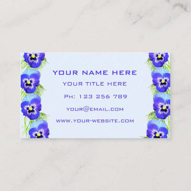 Your Design Violet Flowers Business Card Template (Back)