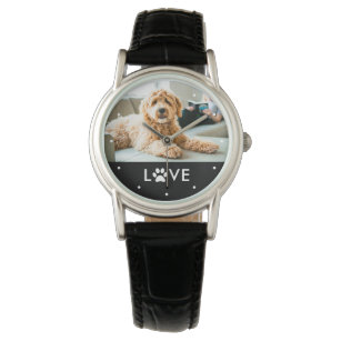 Your Dog or Cat Photo   Love with Paw Print Watch
