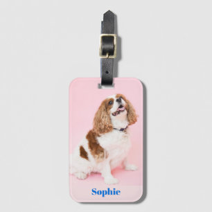 Your Dog, or Pet Photo, Blue Name Luggage Tag